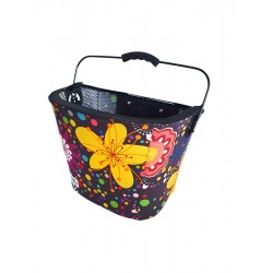 BBD obleka za kolesarsko košaro črna z rožami